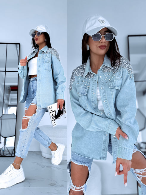 Denim shirt "LUX DIAMOND" D27 - LIGHT BLUE